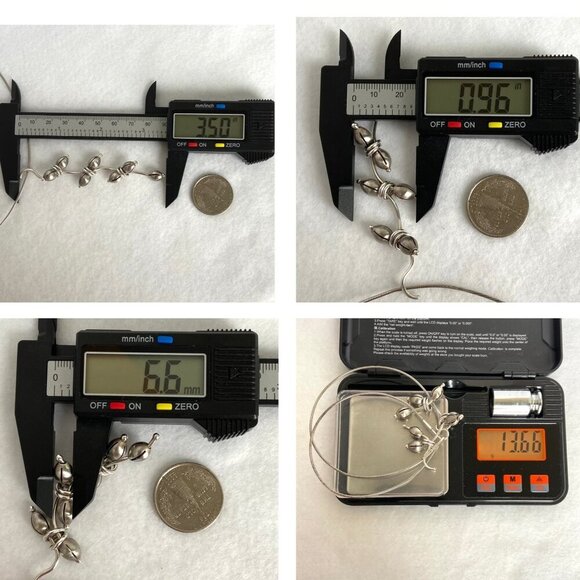 VTG Sterling Silver 925 Hand-wrought Modernist Beaded Floral Acorn Wire Necklace - Picture 10 of 16